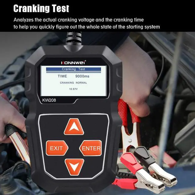 Alt view image 3 of 7 - KW208 12V Car Battery Tester, Auto Battery Load Analyzer with LCD Display - Test Battery Life Percentage,Voltage, Resistance and CCA Value Auto Batteries Analyzer for Cars, Motorcycles, Marine, SUV