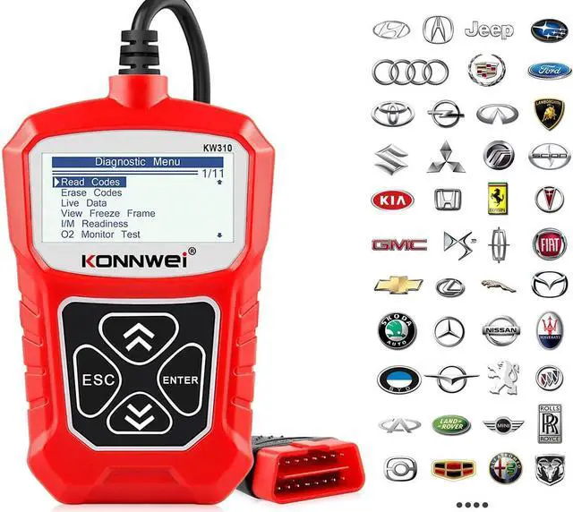Main image of KW310 12V Car Battery Tester,Automotive Battery Load Tester, 100-2000 CCA Auto Cranking & Charging System Test, Display Diagnostic Checker Scan Tool Digital Battery Analyzer for Truck Marine SUV Boat