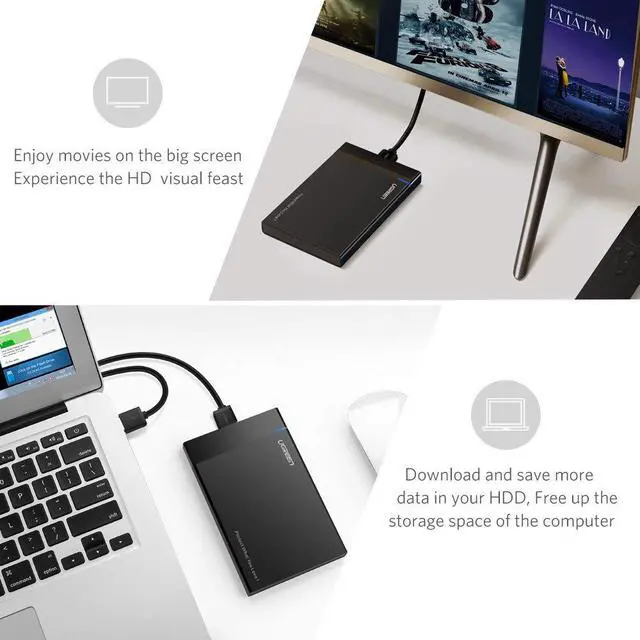 Alt view image 4 of 7 - ESTONE HDD Case 2.5" SATA to USB 3.0 Adapter HDD Enclosure External Hard Disk Case 6TB HD Hard Drive SSD HDD Box for 2.5 inch SATA WD Seagate Toshiba Samsung Hitachi