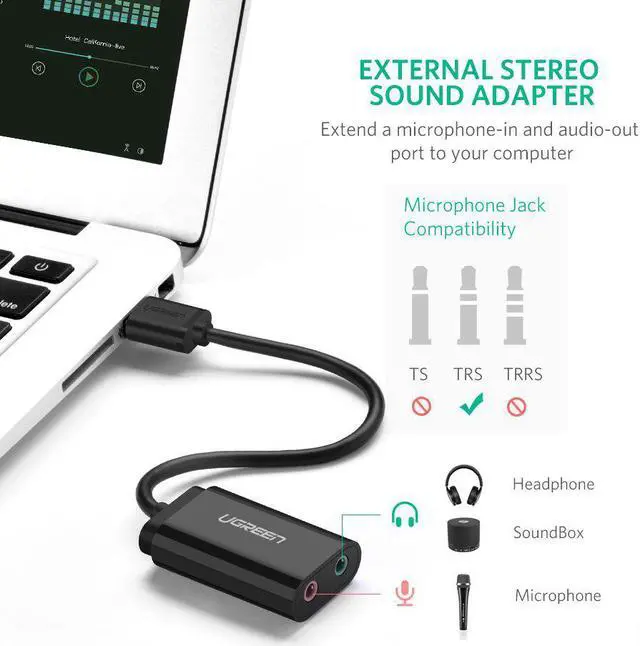 Alt view image 6 of 7 - ESTONE USB Sound Card, VENTION USB Audio Adapter Stereo External Sound Card with 3.5mm Headphone and Microphone Jack for Windows, MAC, Linux, PC,Laptop, Desktops,PS5 [Black]