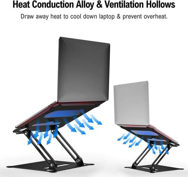 Alt view image 5 of 7 - ESTONE Z19 Aluminum Laptop Stand, Ergonomic Foldable Computer Stand, Riser Holder Notebook Stand Compatible with Air, Pro, Dell, HP, Lenovo More 10-17" Laptops, Z19-Black