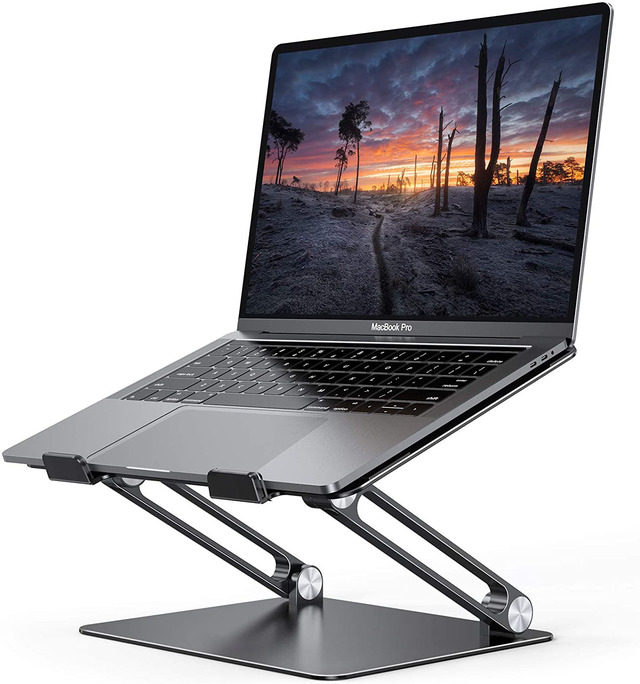Sit Stand Aluminum Laptop Stand - Ergonomic Riser Holder For 10-17 Inch Macbook/Notebooks