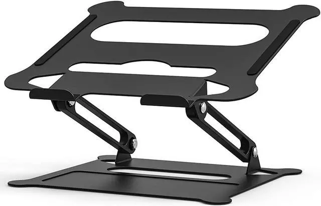 Main image of ESTONE Aluminum Laptop Stand for Desk Compatible with Mac MacBook Pro Air Apple Notebook, Foldable Portable Holder Ergonomic Elevator Metal Riser for 10-17 inch (Z19-Black )