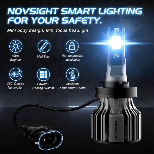 Novsight 2x H8 H9 H11 LED Scheinwerferlampe Licht 72W 9000LM