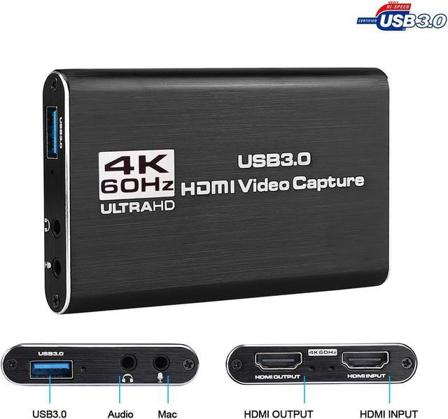 USB3.0 TO HDMI Video Capture Dongle Streaming Live Stream Broadcas, 1080P 60fps HDMI Audio Video Capture Device Portable Video Convertert with MIC input for OBS Game Live Stream Video Recording Video