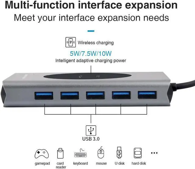 Alt view image 2 of 8 - Dual Display 14 in 1 USB C Hub with VGA Dual HDMI, PD, Ethernet, SD TF Card Reader, 5xUSB3.0 Port, Mic/Audio,Ethernet,Wireless Charging Type C Adapter Docking Station Compatible for MacBook Air Pro