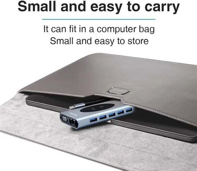 Alt view image 7 of 7 - USB C Hub, USB C Docking Station 14 in 1 Dual Display Type C Adapter with VGA Dual HDMI 4K, DP, PD Charger, Gigabit, 5xUSB3.0 Ports, SD/TF Card Reader, Mic/Audio Wireless Charging for MacBook Pro