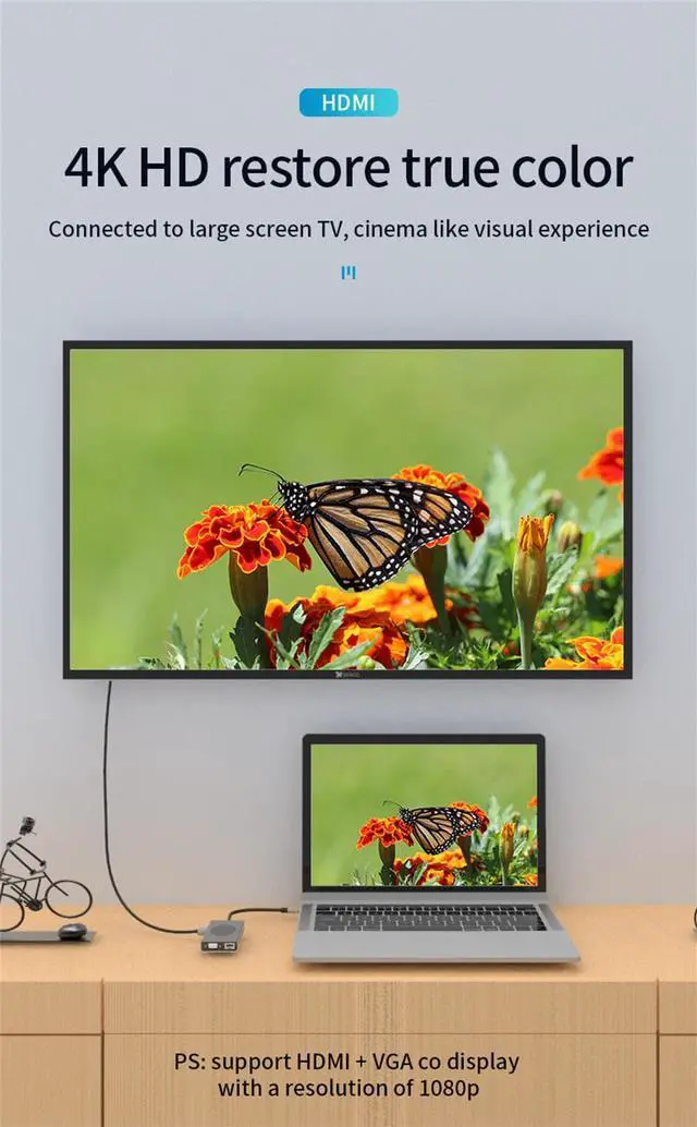 Alt view image 7 of 8 - USB C Docking Station,Laptop Docking Station HDMI Adapter,USB C to VGA, HDMI,USB3.0,USB-C Data Port, Ethernet,PD,SD/TF, Audio Port,Wireless Charging Docking Stations for HP/Dell/Lenovo/Surface Laptop