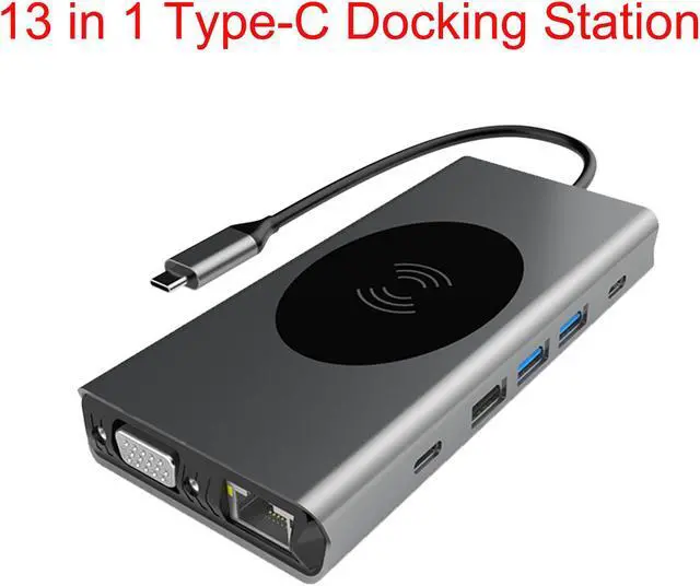Main image of Multiport Adapter USB C Dongle for MacBook Pro, 13 IN 1 USB C to HDMI Adapter with Ethernet VGA PD Port USB3.0 USB-C Data Por SD/TF Card Reader Wireless Charging and 3.5mm Audio for Type C Laptops