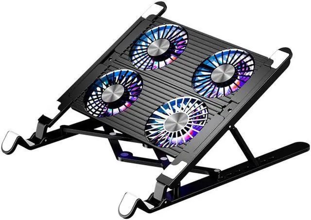 Alt view image 2 of 8 - ESTONE Laptop Tablet Stand with 4 High-speed Fan, Foldable Computer Riser, Ergonomic Laptop Tablets Elevator for Desk, Metal Holder Compatible with 11-17.3 inch Tablet Notebook