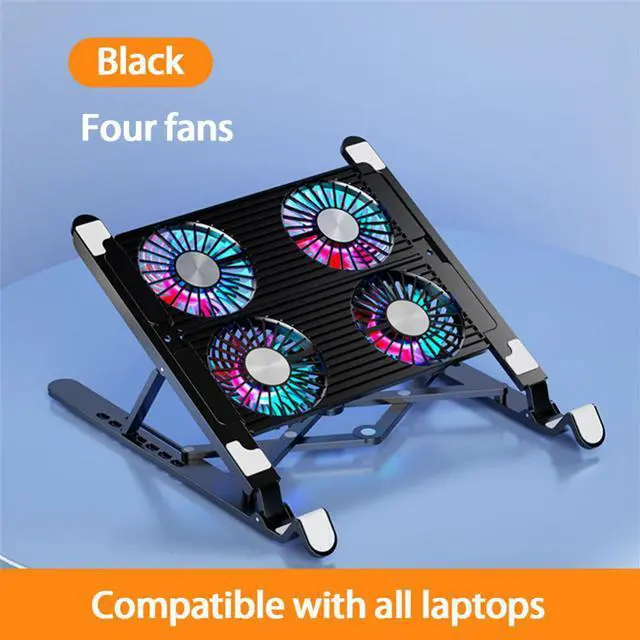 Main image of Foldable Laptop Tablet Stand with 4 High-speed Fan, Ergonomic Adjustable Notebook Stand, Tablet Mount Compatible with Air, Pro, Dell, HP, Lenovo Macbook Pro 11-17.3" Tablet or Laptop Notebook