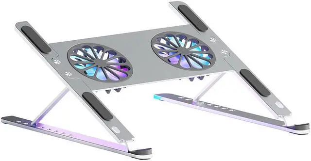 Alt view image 2 of 8 - ESTONE Foldable Laptop Tablet Stand with Dual High-speed Fan, Ergonomic Adjustable Computer Stand, Riser Holder Notebook Stand Compatible with All 11-17.3 Inches Tablet or Laptop Notebook Dell, HP