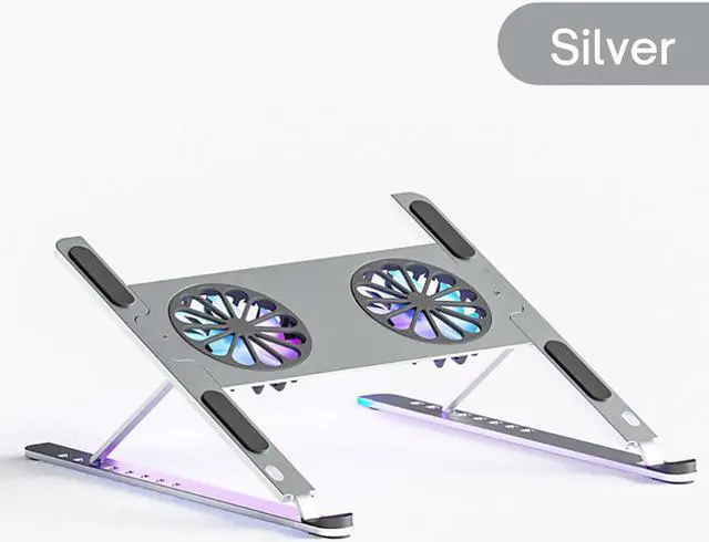 Main image of Notebook Stand Mount, Foldable Portable Computer Riser with Foldable Desktop Laptop Tablet Holder with Dual High-speed Fan Compatible with MacBook Air Pro, All 11-17.3 Inches Tablet or Laptop Notebook