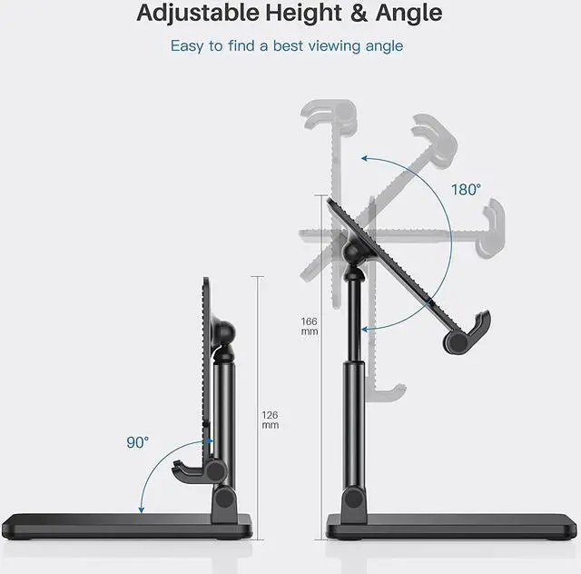 Alt view image 3 of 8 - Tablet Stand, Adjustable&Foldable Desktop iPad Stand Holder, Compatible with 2021 iPad Mini 6 Air Pro, Samsung and Kindle Tablets, Switch,Portable Monitor, Phones(4-13inch)