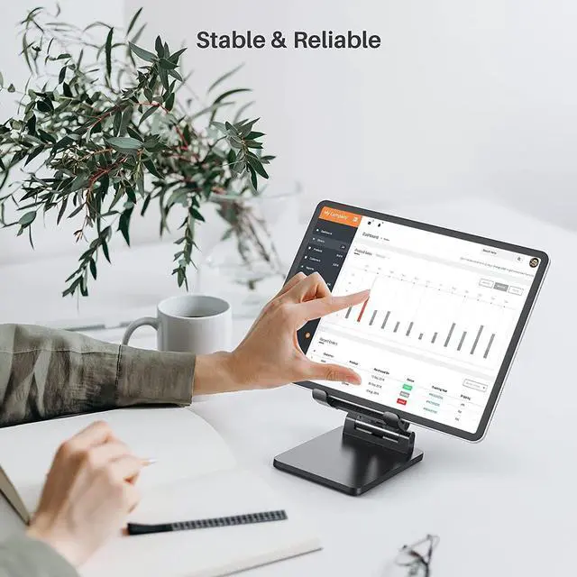 Alt view image 5 of 7 - Foldable Phone Stand for Desk - Adjustable Cell Phone Holder Portable Cellphone Cradle Desktop Dock Compatible with iPhone 13 Pro Max Mini, 12 11 XR, 4-12.9'' iPhone 13,iPad,Tablet, Kindle, Samsung