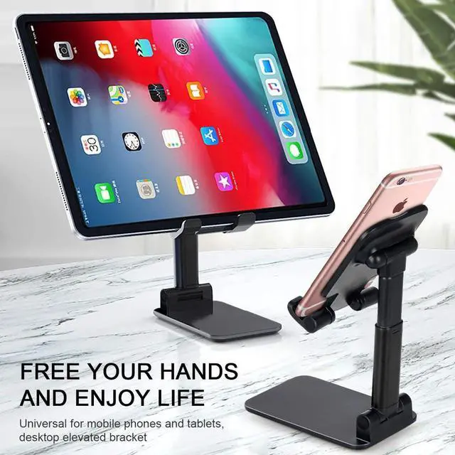 Alt view image 2 of 8 - Upgraded T9 Tablet Stand,Desktop Adjustable&Foldable Desktop iPad Stand Holder Compatible with 2021 iPad Mini 6 Air Pro, Samsung and Kindle Tablets, Switch,Portable Monitor, Phones(4-12.9inch), Black