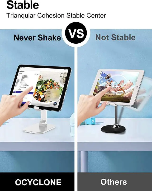 Alt view image 5 of 8 - UpgradedTablet Stand,Desktop Adjustable&Foldable Desktop iPad Stand Holder Compatible with All Phone, iPad Pro 12.9/11, iPad, iPad Mini Air and More 4-12.9" Tablet, White