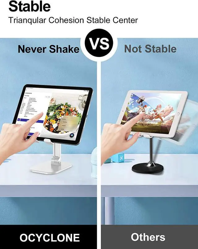 Alt view image 5 of 7 - Upgraded Adjustable Cell Phone Holder with Silicon Pad for Desktop Fully Forldable Mobile Phone Holder Compatible with 4"-12.9" Phones/Tablet /iPhone/iPad/Switch, White