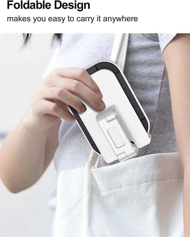 Alt view image 7 of 8 - Upgraded Adjustable Cell Phone Stand for Desk, Angle Height Adjustable Foldable Cellphone Holder w/Anti-Slip Silicon Pad for Office, Compatible with 4-12.9Inches iPhone,iPad,Tablet, Kindle White