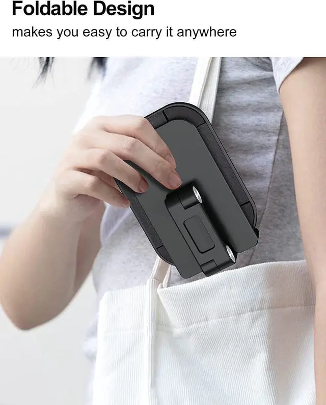 Alt view image 7 of 8 - Foldable Phone Stand for Desk-Upgraded Adjustable Portable Cell Phone Holder Cradle Desktop Dock Compatible with (4.7-12.9") iPad, ipad Pro 12.9, Air Mini 4, iPhone, Kindle, Switch, Black