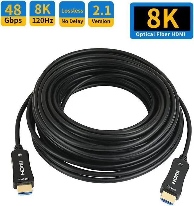 Main image of 8K Optic Fiber HDMI 2.1 Cable 160FT, UHD HDR 8K 48Gbps,8K@60Hz 4K@120Hz Dynamic HDR 10, eARC,HDCP2.2, 4:4:4 Compatible with PS4,TV Box,Projector.8K TV.Etc