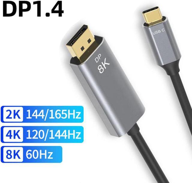 USB C to DisplayPort 1.4 8K Cable 2M/6.6Ft Thunderbolt 4/3 to DisplayPort  4K@144Hz/120Hz 5K@60Hz 2K@240Hz HBR3 