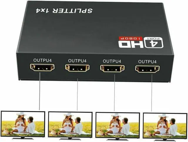 Main image of HDMI Splitter 1 in 4 Out,ESTONE 1x4 Power HDMI Splitter 4 Ports w/AC Adapter, 4Kx2K@30Hz 3D Full HD Distributor for PS4 Fire Stick HDTV