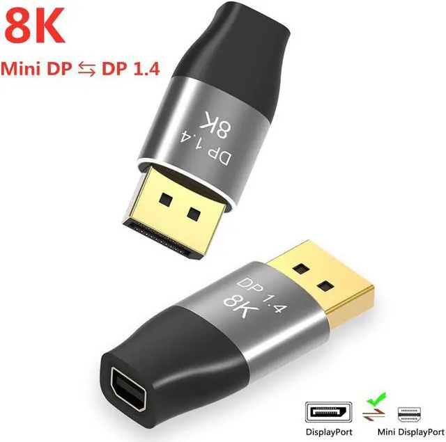 Main image of Mini Displayport to DisplayPort 1.4 Bi-Directional Converter (Female to Male, 8K@60Hz, 2-Pack),  8K Mini DP to DP Adapter for Mac Book Pro/air/Mac