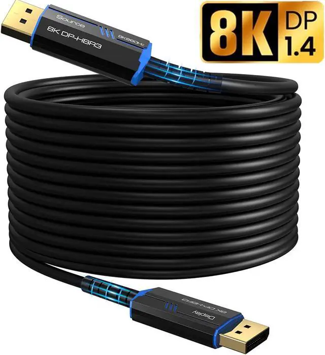 Main image of 8K Fiber Optic Displayport 1.4 Cable 164Feet,ESTONE Supports 8K@60Hz, 4K@144Hz High Speed 32.4Gbps Support 3D Visual Effects, VR Headset,HDCP2.2, HDR-Black
