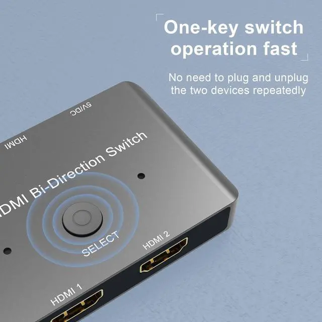 Alt view image 4 of 7 - 8K HDMI Switcher,ESTONE 4K 120hz HDR Aluminum Bi-Directional Switch Splitter 2 in 1 Out or 1 in 2 Out, Support High Speed 48Gbps 8K@60Hz, for PS5, Xbox Series X , Apple TV, Samsung TV LG TV