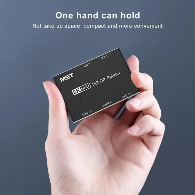 Alt view image 3 of 8 - 8K DisplayPort Splitter 1 in 3 Out 8K@30Hz 4K@144Hz DP 1.4 Splitter Triple MST SST Adapter for DP Ultra HD Source to 3 Displays