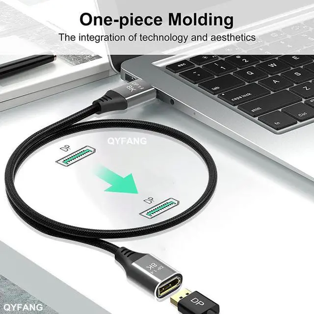 Alt view image 2 of 7 - VESA Certified DisplayPort Extension Cable 1.4,ESTONE 8K DP Cable 3.3ft (8K@60Hz, 4K@144Hz, 2K@240Hz)HBR3 Support 32.4Gbps, HDR, HDCP 2.2, FreeSync G-Sync, Braided Display Port for Gaming Monitor