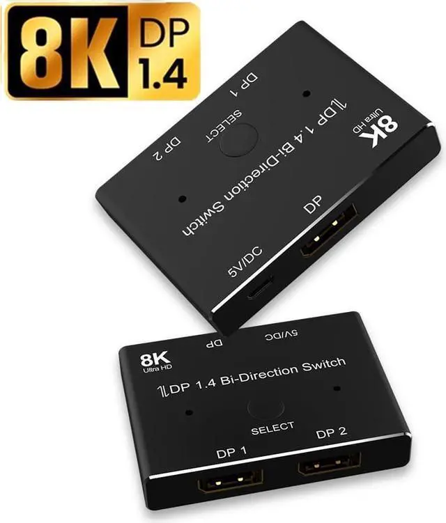 Main image of ESTONE DisplayPort 1.4 Splitter Switch 8K, DP 1.4 Switcher 2 in 1 Out 8K@60Hz DP Splitter 1 in 2 Out 4K@120Hz 2K@144Hz Bi-Directional for Multiple Source and Displays