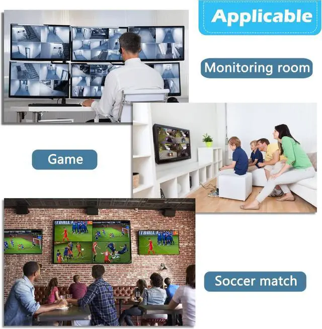 Alt view image 7 of 8 - 4K HDMI Multiviewer Switch 4x1,ESTONE HDMI Quad Seamless Switcher/Screen Divider 4 in 1 Out with IR Remote Control, Support 4K@60hz,1080P, HDCP 1.4 and 5 Display Modes for Security Camera, PS4, Laptop