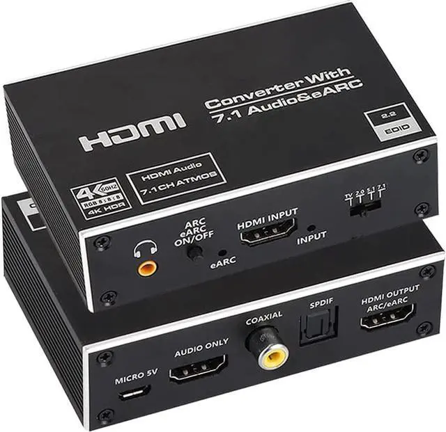 Main image of HDMI to HDMI + Optical Toslink SPDIF + 3.5mm Audio Jack + Coaxial + 7.1Ch HDMI Audio,ESTONE 4K 60Hz HDMI Audio Extractor Splitter