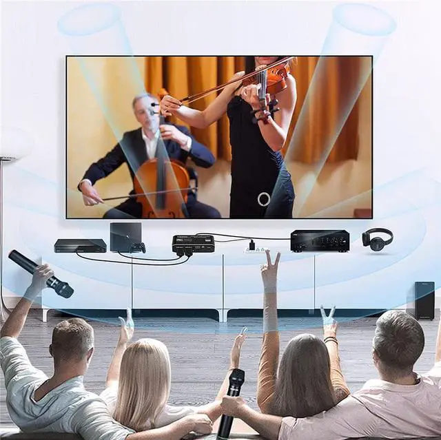 Alt view image 6 of 7 - HDMI 2.0b Switch with Audio Extractor, Ultra HD 4K HDMI Switcher,HDMI to HDMI + HDMI 7.1CH + Optical Toslink SPDIF + 3.5mm Audio Supports HDCP 2.3 4K@60Hz, 3D, 1080P for PS4/PS5, Xbox, Roku, Apple TV