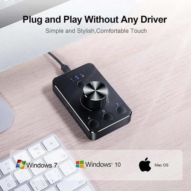 Alt view image 6 of 7 - USB Volume Control Knob, Multimedia Controller Knob with Metal Mute Button, Play/Pause/Back/Forward Function, Dual USB & Type-C Input, audio controller Compatible with Win7/8/10/11/MAC