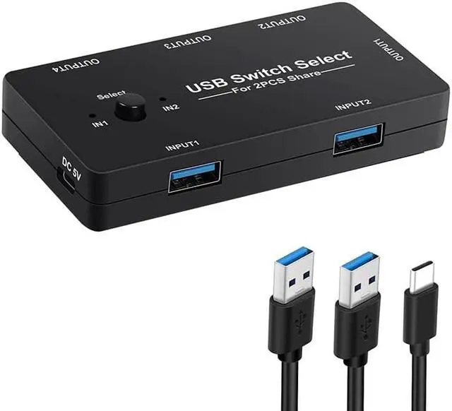 Main image of ESTONE USB Switcher Selector 2 Computer Sharing 4 USB Devices KVM Switches Hub for Keyboard Mouse Printer Scanner U-Disk, USB KVM Switch Compatible with Mac/Windows/Linux