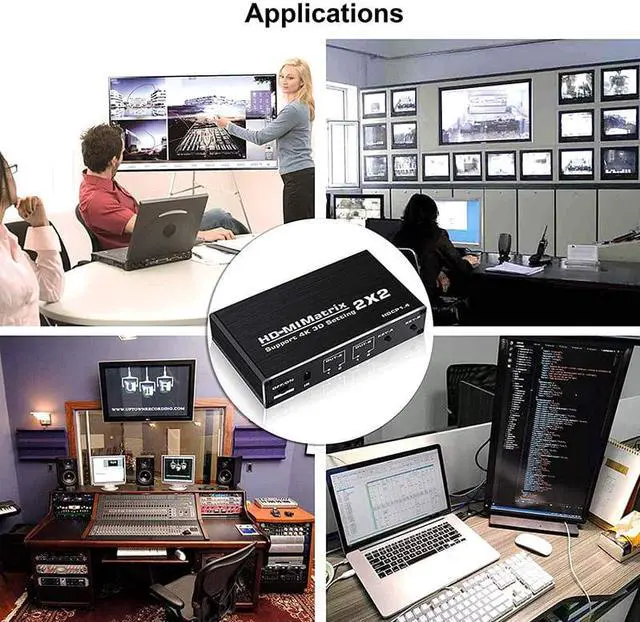Alt view image 6 of 7 - ESTONE 4K HDMI Matrix Switch 2 X 2, Switcher Ultra HD Supports Up to 4K @ 60Hz IR, HDR, HDMI 2.0b, HDCP 1.4 , 3D,1080P,YUV 4:2:0- Remote Control (OZJ3)