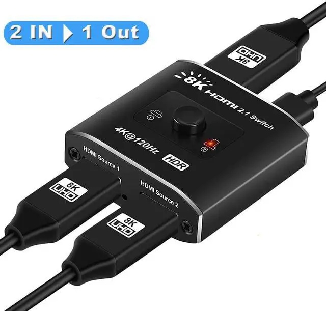 Main image of ESTONE HDMI Switch 2 in 1 Out, 8k 2x1 HDMI Switch, HDMI Switch 4k 120hz High-Speed 48gbps, Button Switch, Hdmi 2.1 Switch Support Hdcp2.3, Dynamic HDR for 8k Tv, Xbox X, Ps5 (OZ8Q2B)