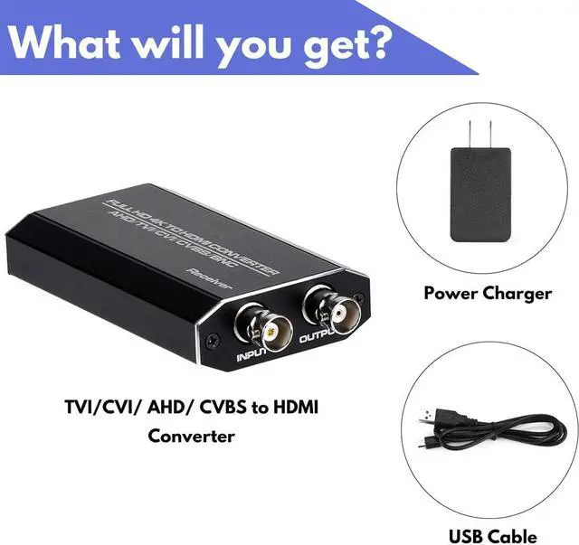 Alt view image 7 of 7 - TVI/CVI/AHD to HDMI Converter Adapter,ESTONE Full HD 4K 720P/1080P/3MP/4MP/5MP/8MP BNC to HDMI Video Converter for Monitor HDTV DVRs, Convert TVI CVI AHD CVBS BNC Video Signal to HDMI