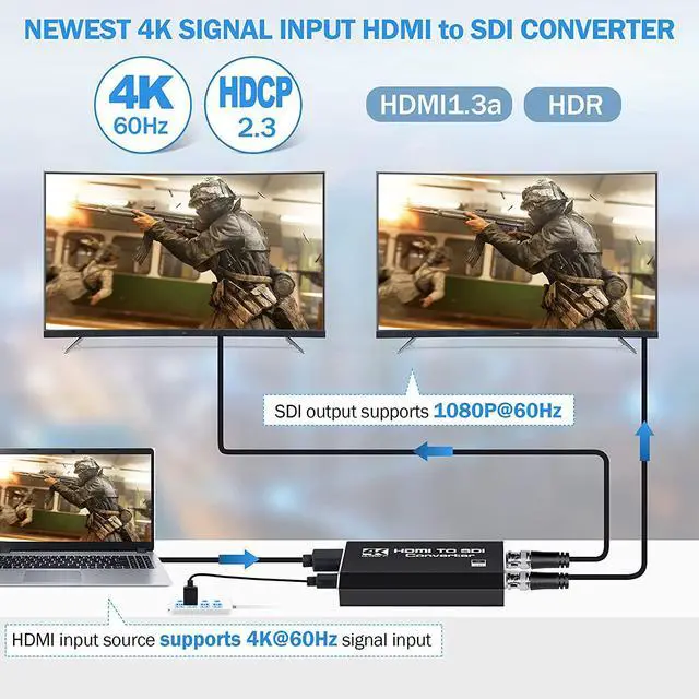 Alt view image 4 of 8 - 4K@60HZ HDMI to SDI Converter 3G (with Power Supply)