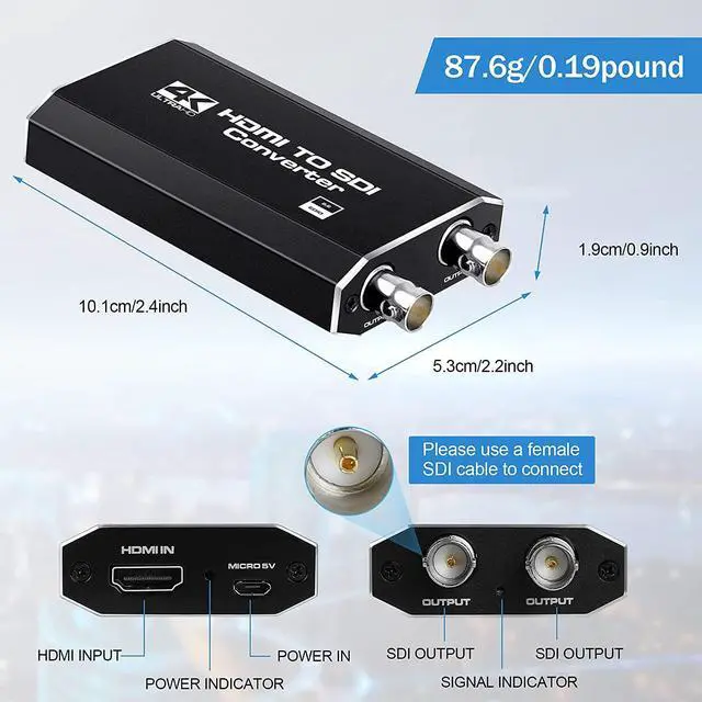Alt view image 3 of 8 - 4K@60HZ HDMI to SDI Converter 3G (with Power Supply)