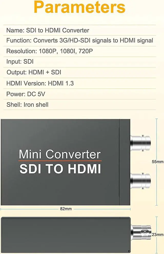 Alt view image 4 of 7 - 1080P SDI to HDMI Converter,ESTONE SDI to HDMI Audio De-embedder Support 3G-SDI, HD-SDI, SD-SDI Auto Format Detection and Stereo Audio De-embedder, SDI Loopout (OZH5)