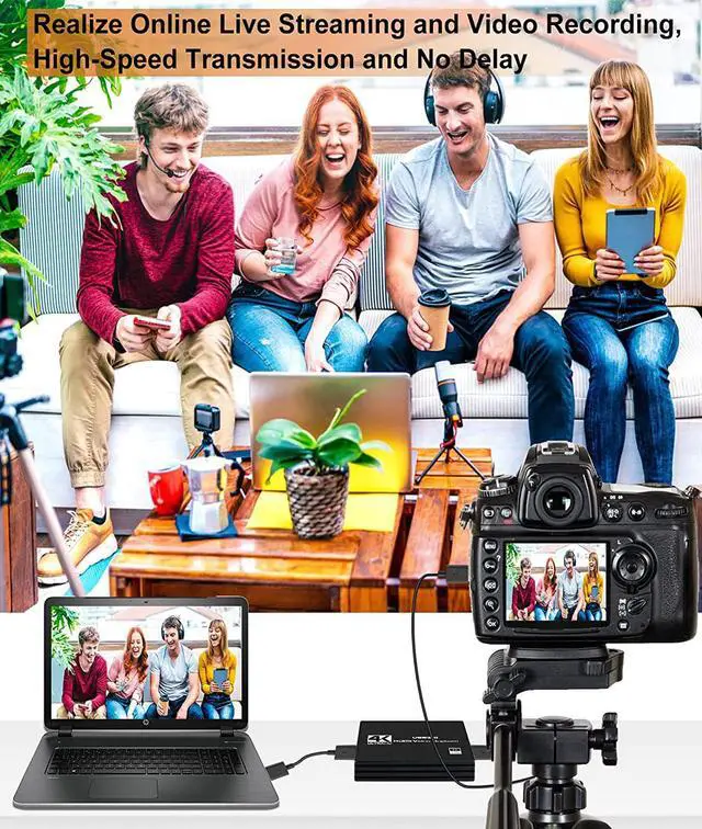 Alt view image 6 of 7 - 4K@60Hz Audio Video Capture Card,HD Video Capture,HDMI USB3.0/Type-C Video Grabber Device, Full HD 1080P for for Game Recording, Live Streaming Broadcasting (Black)