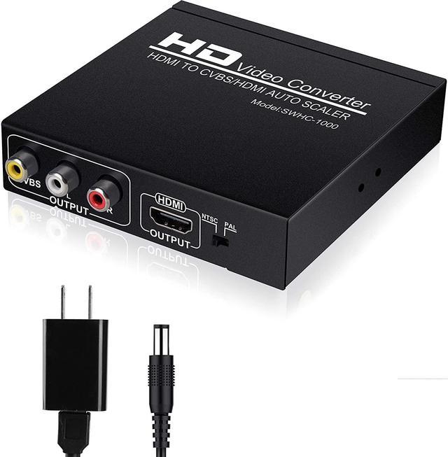 HDMI to RCA, 1080p HDMI to AV 3RCA CVBs Composite Video Audio Converter  Adapter Supports PAL/ NTSC for TV Stick, Roku, Chromecast, Apple TV, PC,  Xbox, HDTV, DVD-Black 