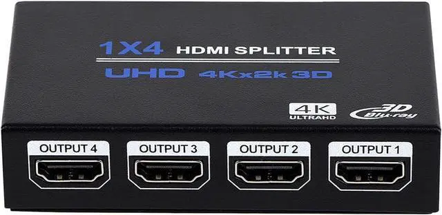 Main image of ESTONE HDMI Splitter 1 in 4 Out, 4K HDMI Splitter V1.4b Powered Audio Video Distributor Duplicate/Mirror Screen, 1x4 HDMI Splitter for TV Support 4kx2k 30Hz 3D for Xbox, PS5, Roku Blu-Ray Player, HDTV
