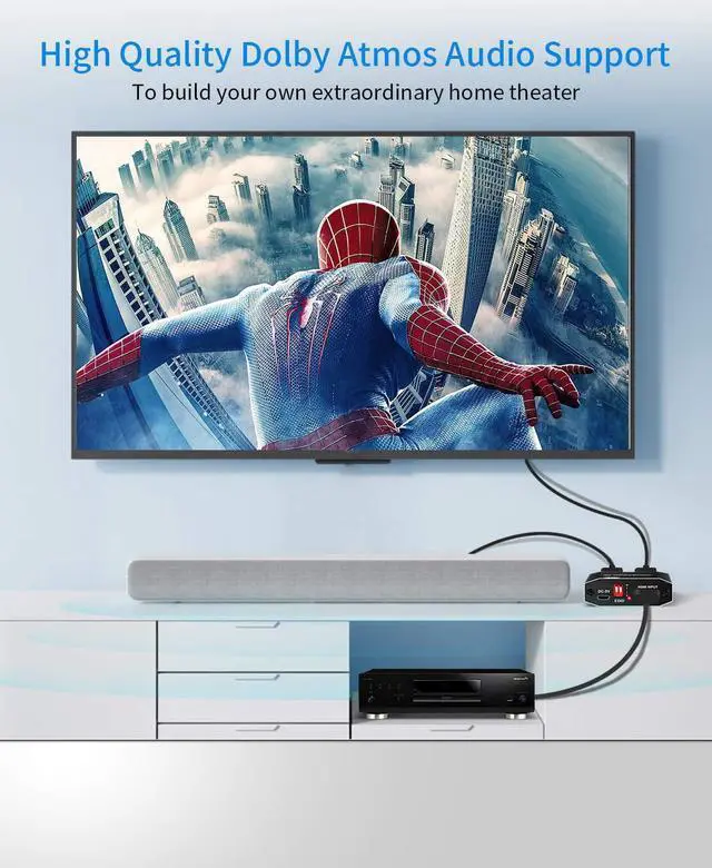 Alt view image 6 of 7 - HDMI Splitter 1 in 2 Out with 4 kinds of EDID mode- 4K Ver HDMI2.0 HDCP2.2, Powered HDMI Splitter Supports HDCP2.2, HDMI2.0b, EDID, 3D, RGB 4:4:4 for Xbox PS4 PS3 Fire Stick Roku Blu-Ray Player TV