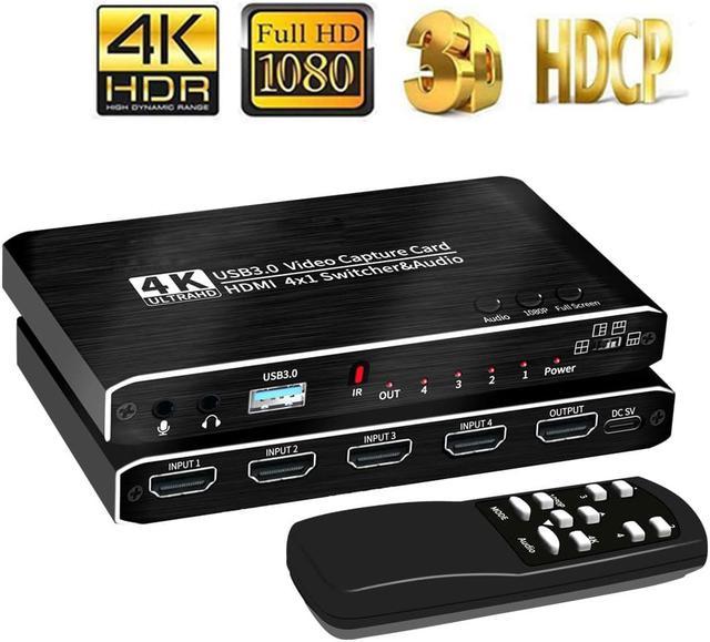 4K HDMI Video Capture Card,Video Record Card,Audio Capture Adapter,HDMI to  USB Audio Video Recording in 1080P@30Hz, 4K@30Hz for
