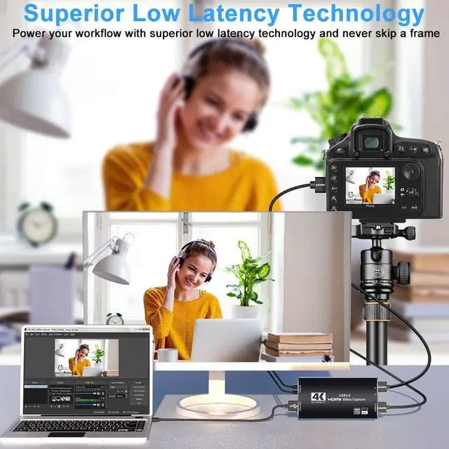 Alt view image 6 of 7 - Upgraded 4k@60hz Audio Video Capture Card,HD Video Capture,HDMI USB 3.0 Video Grabber Device, Support HDR, EDID, HDCP2.2 for Game Recording, Live Streaming Broadcasting (Black)